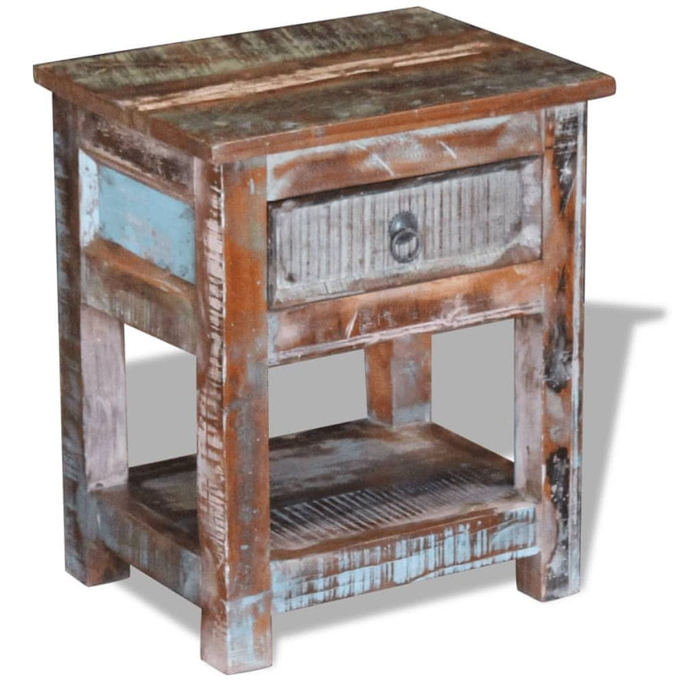 Petromila vidaXL Príručný stolík s 1 zásuvkou, recyklovaný masív 43x33x51 cm